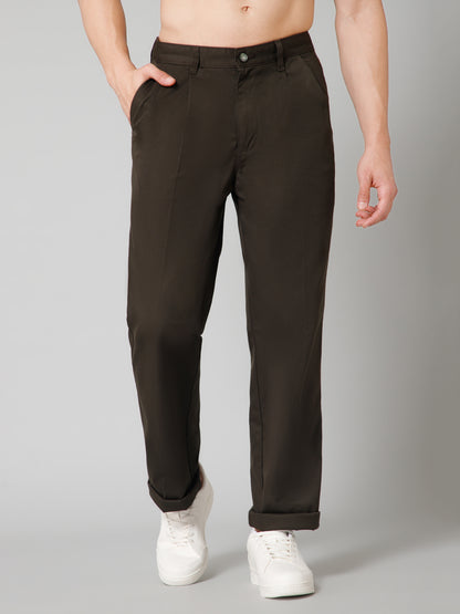 Men's Casual Pleated front Olive Green  Trousers