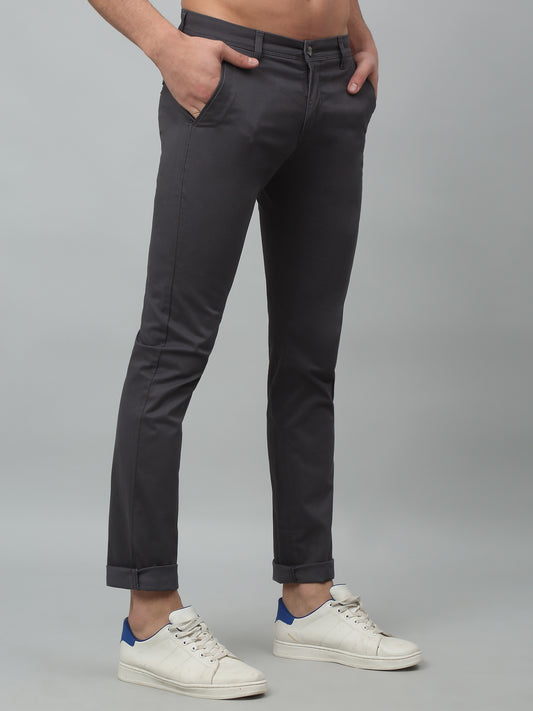 Men's Casual Flat front Dark Grey  Trousers