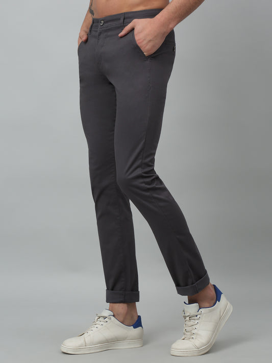 Men's Casual Flat front Dark Grey  Trousers