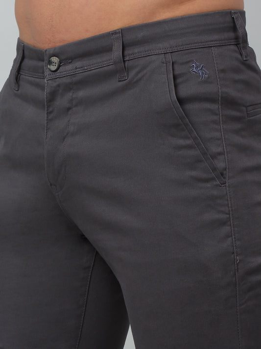 Men's Casual Flat front Dark Grey  Trousers
