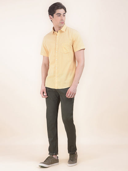 Men's Olive Solid Smart Fit Casual Trouser