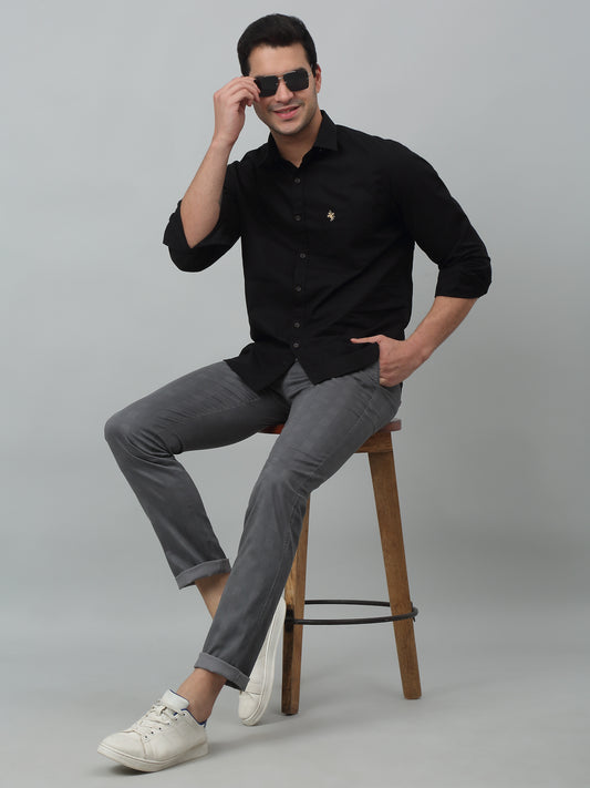 Men's Casual Flat front Grey Checks Trousers