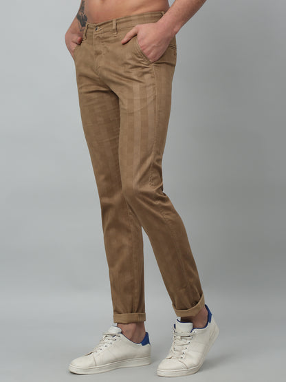 Men's Casual Flat front Khaki Checks Trousers