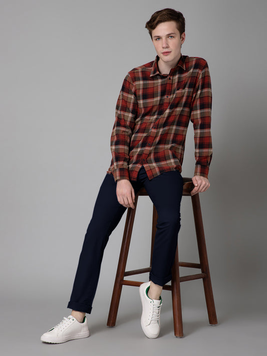 Men's Casual Flat front Navy Blue  Trousers