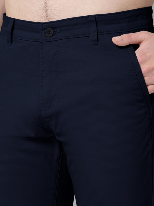 Men's Casual Flat front Navy Blue  Trousers