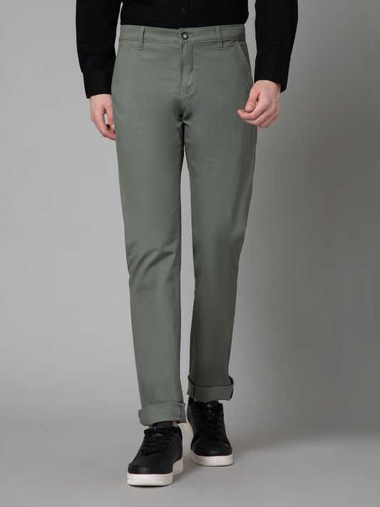 Men's Casual Flat front Olive Green  Trousers