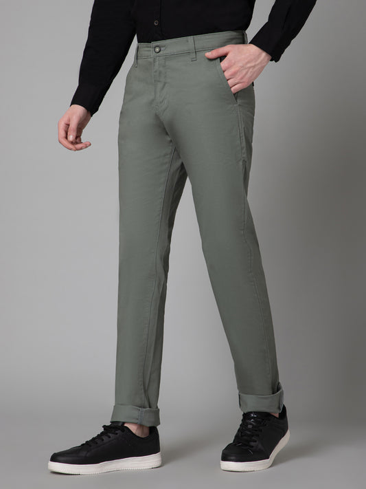 Men's Casual Flat front Olive Green  Trousers