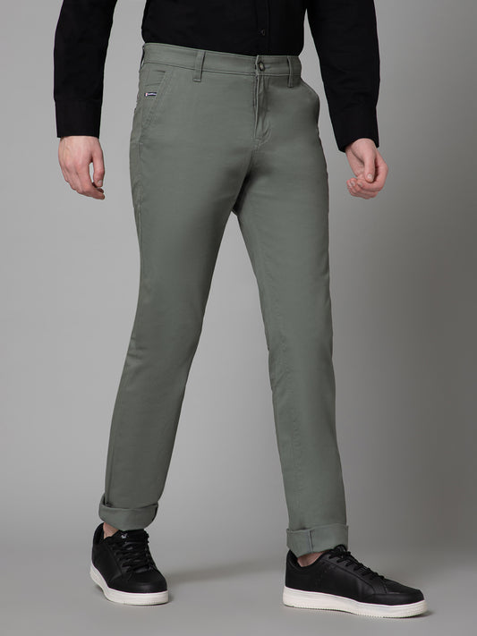 Men's Casual Flat front Olive Green  Trousers