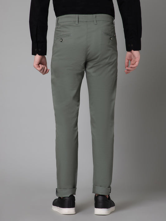 Men's Casual Flat front Olive Green  Trousers