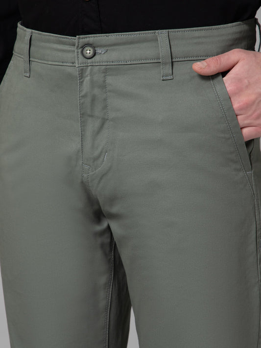 Men's Casual Flat front Olive Green  Trousers