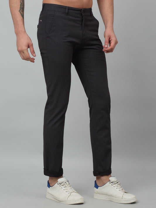 Men's Casual Flat front Black  Trousers