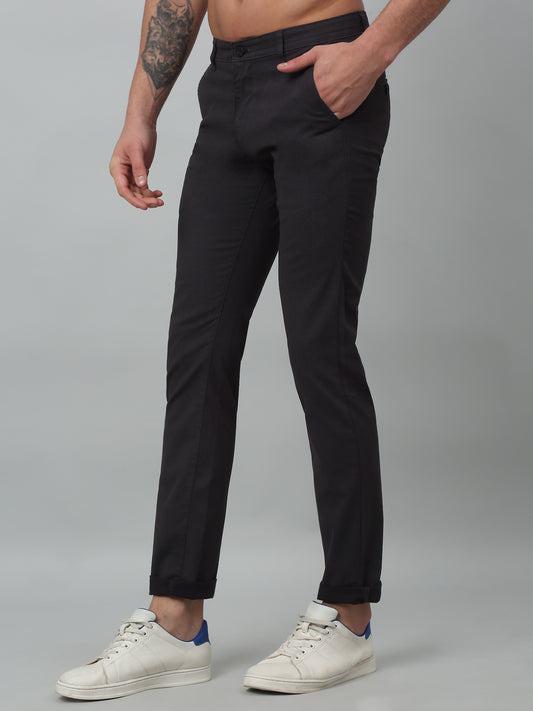 Men's Casual Flat front Black  Trousers