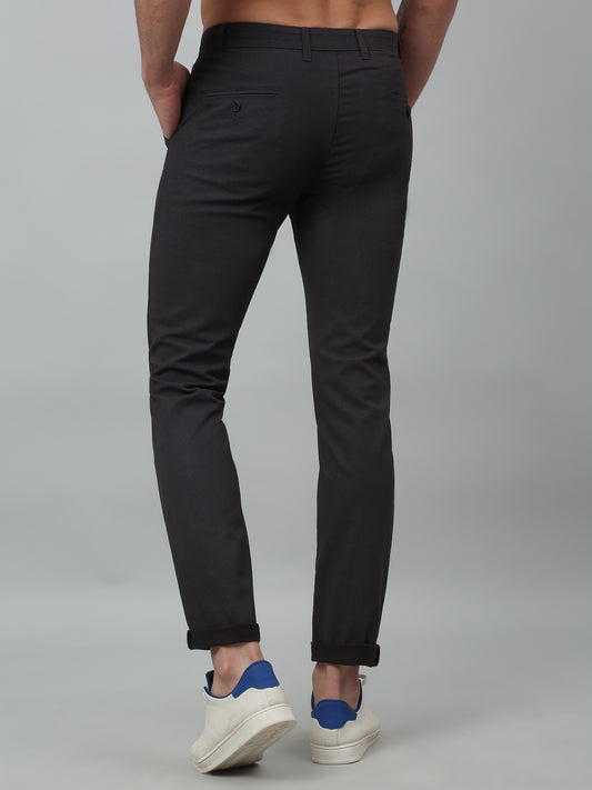 Men's Casual Flat front Black  Trousers