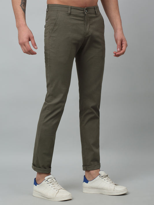 Men's Casual Flat front Olive Green  Trousers