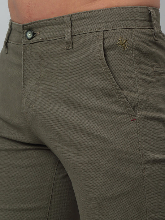 Men's Casual Flat front Olive Green  Trousers