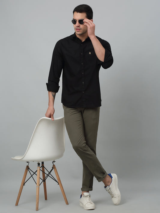 Men's Casual Flat front Olive Green  Trousers