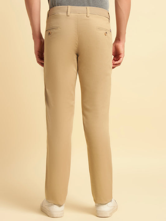 Casual Trouser for Men | Breathable & Soft with Color Fastness Regular Fit Cotton Blend Fabric Solid Pattern Button Closure