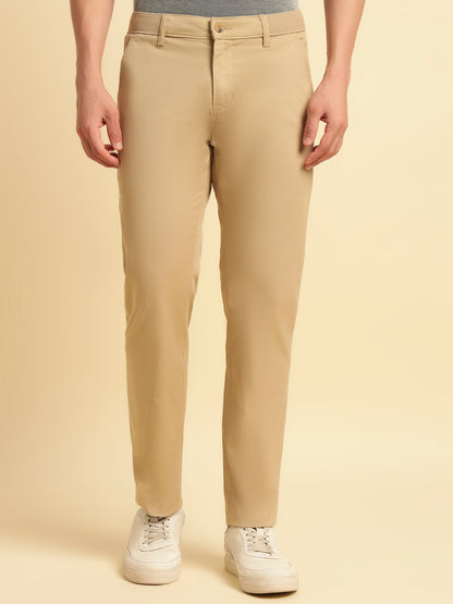 Casual Trouser for Men | Breathable & Soft with Color Fastness Regular Fit Cotton Blend Fabric Solid Pattern Button Closure