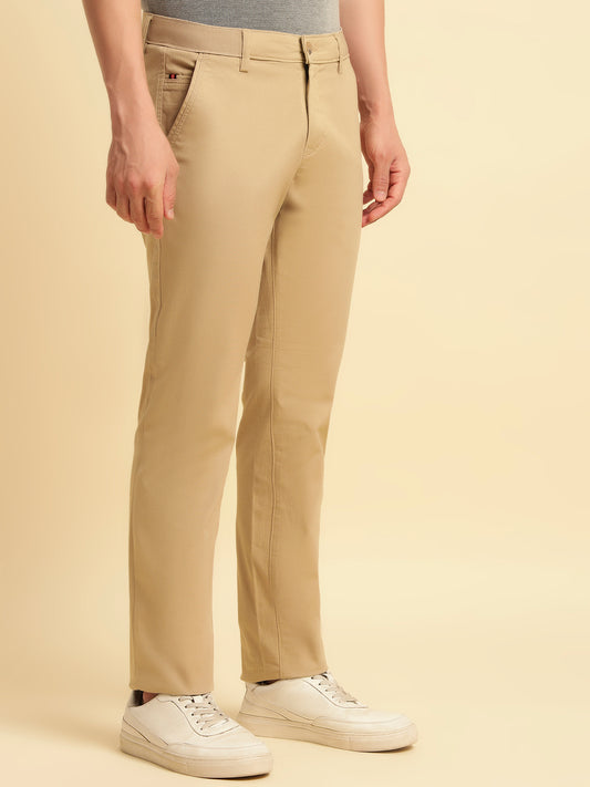 Casual Trouser for Men | Breathable & Soft with Color Fastness Regular Fit Cotton Blend Fabric Solid Pattern Button Closure