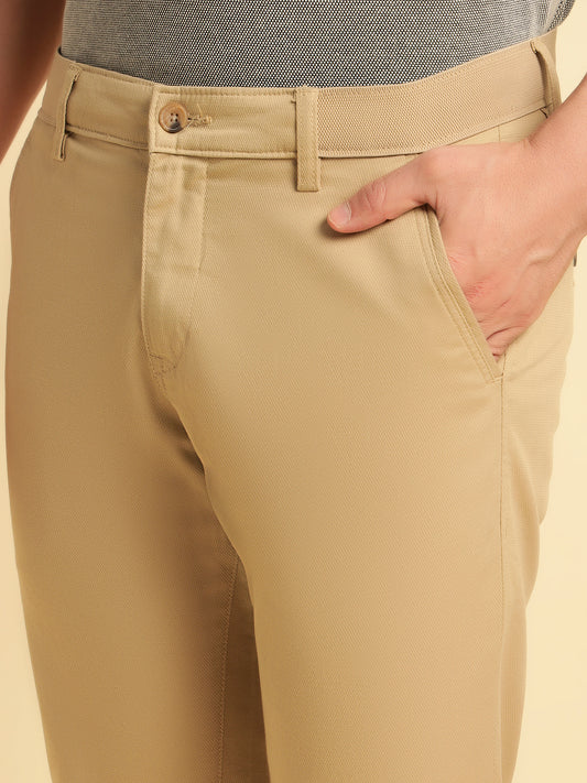 Casual Trouser for Men | Breathable & Soft with Color Fastness Regular Fit Cotton Blend Fabric Solid Pattern Button Closure