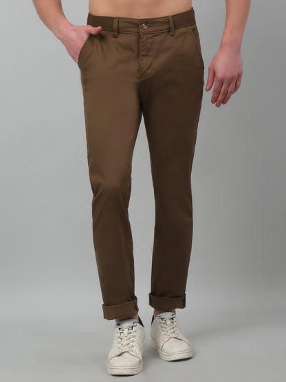 Men's Casual Flat front Brown  Trousers