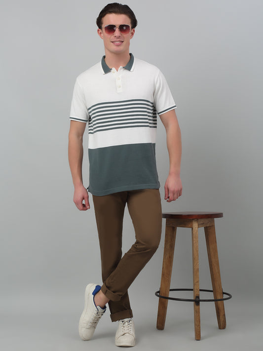 Men's Casual Flat front Brown  Trousers