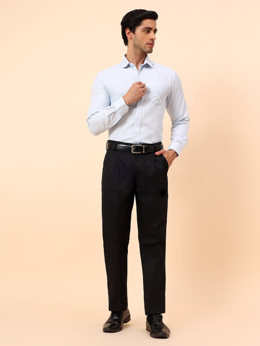 Casual Trousers for Men l Breathable & Soft with Color Fastness Regular Fit Cotton Fabric Solid Pattern Button Closure