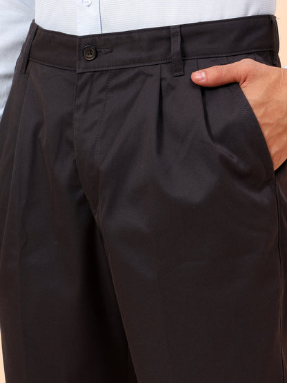 Casual Trousers for Men l Breathable & Soft with Color Fastness Regular Fit Cotton Fabric Solid Pattern Button Closure