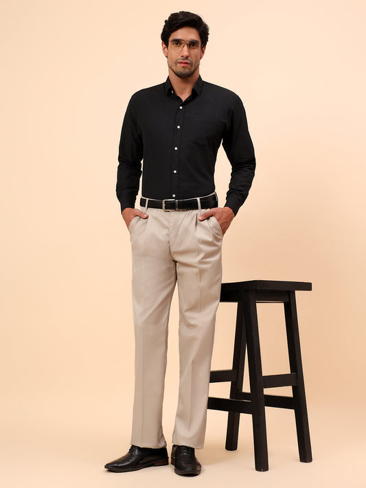 Casual Trousers for Men l Breathable & Soft with Color Fastness Regular Fit Cotton Fabric Solid Pattern Button Closure