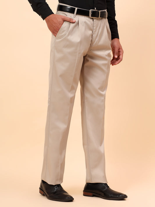 Casual Trousers for Men l Breathable & Soft with Color Fastness Regular Fit Cotton Fabric Solid Pattern Button Closure