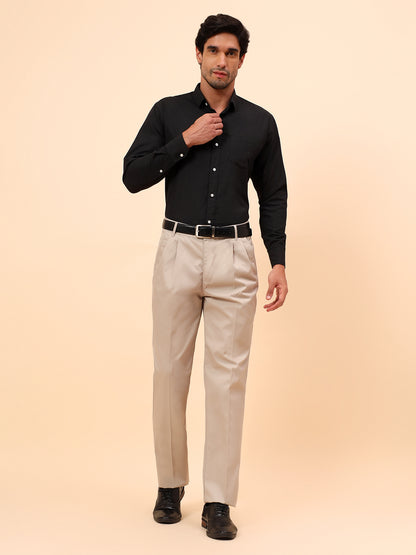 Casual Trousers for Men l Breathable & Soft with Color Fastness Regular Fit Cotton Fabric Solid Pattern Button Closure