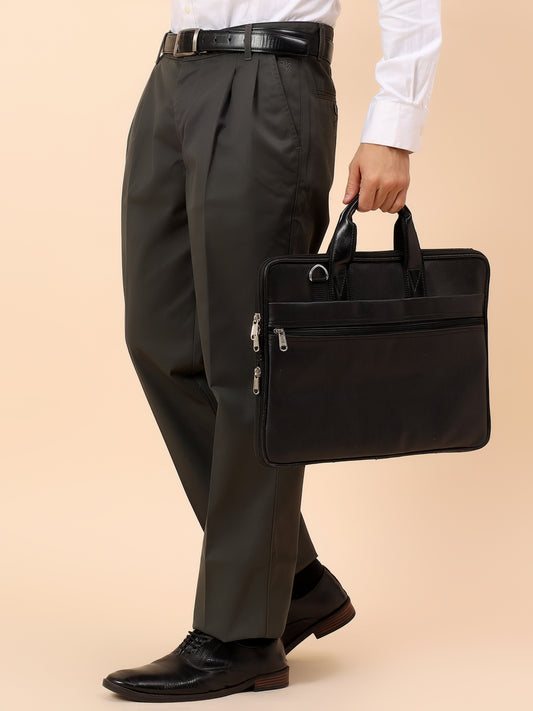 Casual Trousers for Men l Breathable & Soft with Color Fastness Regular Fit Cotton Fabric Solid Pattern Button Closure