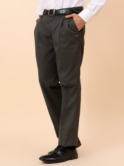 Casual Trousers for Men l Breathable & Soft with Color Fastness Regular Fit Cotton Fabric Solid Pattern Button Closure