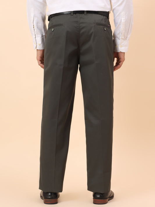 Casual Trousers for Men l Breathable & Soft with Color Fastness Regular Fit Cotton Fabric Solid Pattern Button Closure