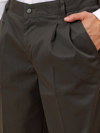 Casual Trousers for Men l Breathable & Soft with Color Fastness Regular Fit Cotton Fabric Solid Pattern Button Closure