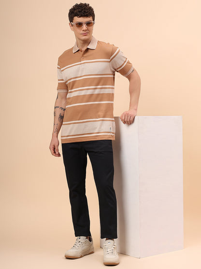 Casual Trouser for Men | Breathable & Soft with Color Fastness Regular Fit Cotton Blend Fabric Self Design Pattern Button Closure