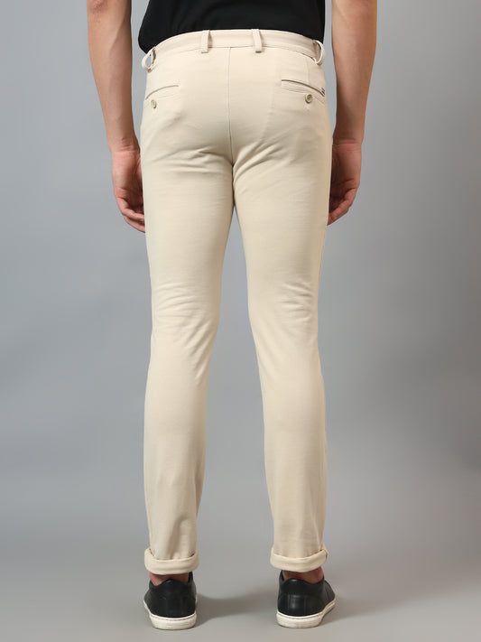 Men's Casual Flat front Beige  Trousers