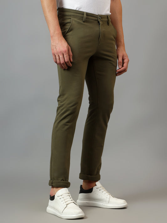 Men's Casual Flat front Olive  Trousers