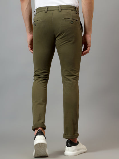 Men's Casual Flat front Olive  Trousers