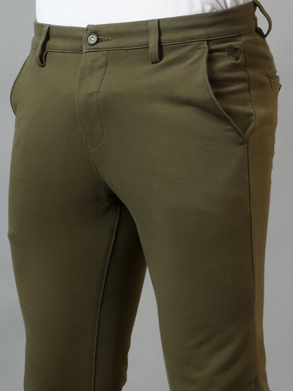 Men's Casual Flat front Olive  Trousers