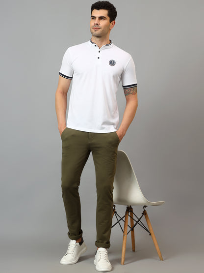 Men's Casual Flat front Olive  Trousers