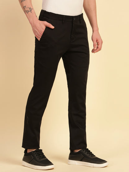 Casual Trouser for Men | Breathable & Soft with Color Fastness Regular Fit Cotton Blend Fabric Solid Pattern Button Closure