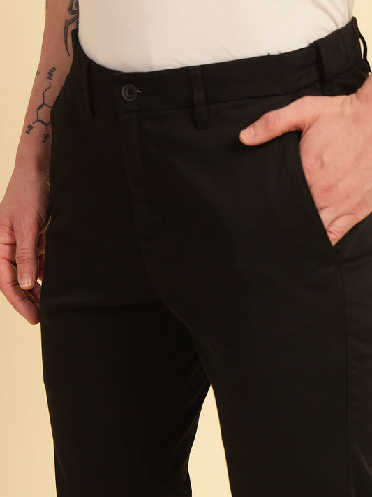 Casual Trouser for Men | Breathable & Soft with Color Fastness Regular Fit Cotton Blend Fabric Solid Pattern Button Closure