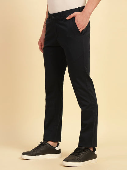 Casual Trouser for Men | Breathable & Soft with Color Fastness Regular Fit Cotton Blend Fabric Solid Pattern Button Closure