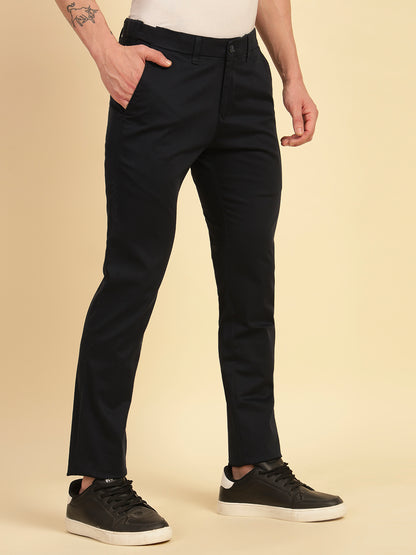 Casual Trouser for Men | Breathable & Soft with Color Fastness Regular Fit Cotton Blend Fabric Solid Pattern Button Closure