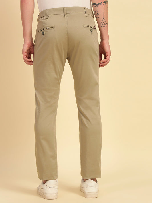 Casual Trouser for Men | Breathable & Soft with Color Fastness Regular Fit Cotton Blend Fabric Solid Pattern Button Closure