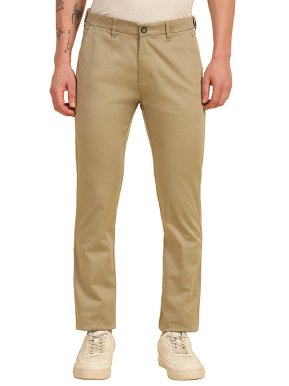 Casual Trouser for Men | Breathable & Soft with Color Fastness Regular Fit Cotton Blend Fabric Solid Pattern Button Closure