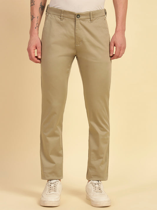 Casual Trouser for Men | Breathable & Soft with Color Fastness Regular Fit Cotton Blend Fabric Solid Pattern Button Closure