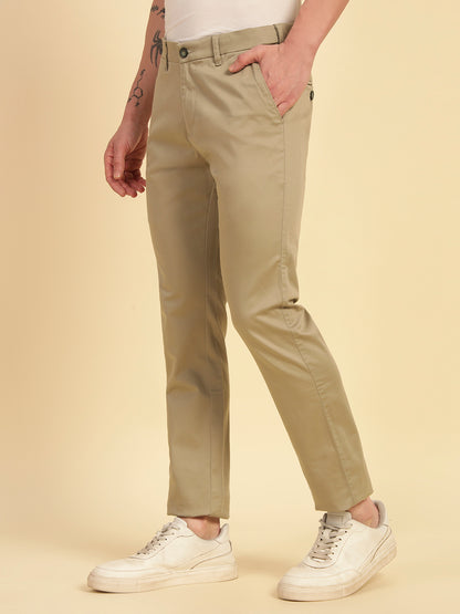 Casual Trouser for Men | Breathable & Soft with Color Fastness Regular Fit Cotton Blend Fabric Solid Pattern Button Closure