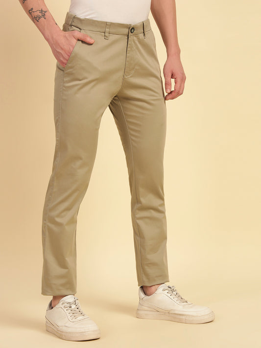 Casual Trouser for Men | Breathable & Soft with Color Fastness Regular Fit Cotton Blend Fabric Solid Pattern Button Closure
